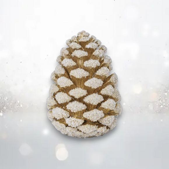 10in Frosted Gold Pinecone Min/2 - NEW 2025 TARIFF DELAYED