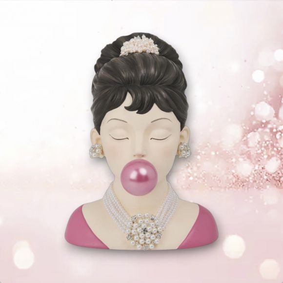 12in Pink Bublegum Girl Head Vase Min/1 - NEW - DUE AUG 2025