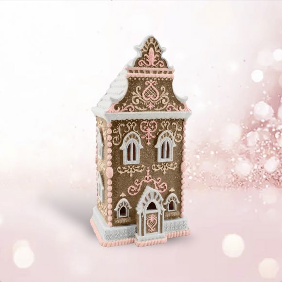 Pink Gingerbread LED Manor House Min/2 - NEW 2025 - DUE JULY TARIFF DELAY