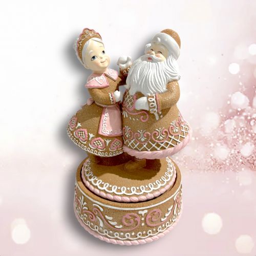 Pink Gingerbread Santa Couple Min/1 - NEW 2025 - DUE JULY TARIFF DELAY