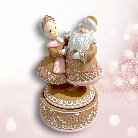 Pink Gingerbread Santa Couple Min/1 - NEW 2025 - DUE JULY TARIFF DELAY