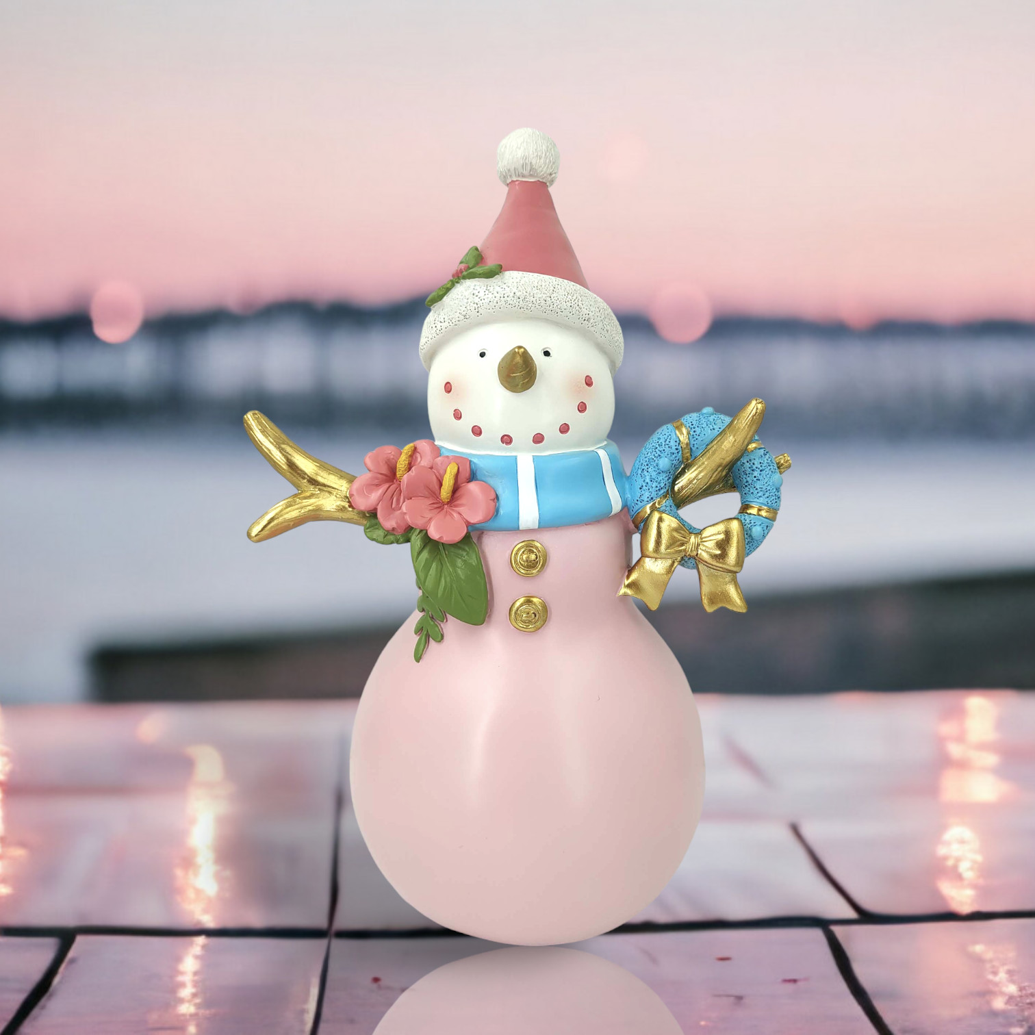 DecemberDiamonds Pink Snowman W Wreath NEW 2024   65 65013 