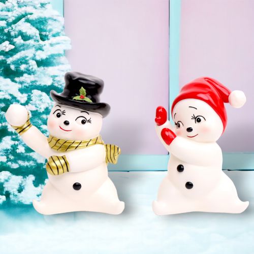 Set/2 Retro Snow Kids Playing 5x5x9 - IN STOCK