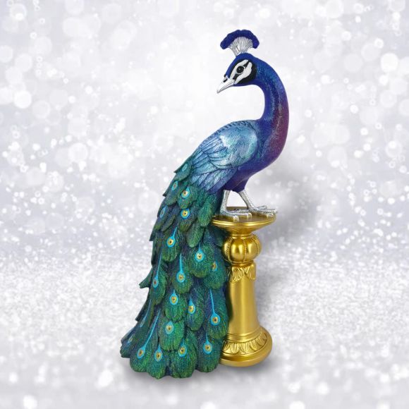 18in Peacock on Pedestal Min/1