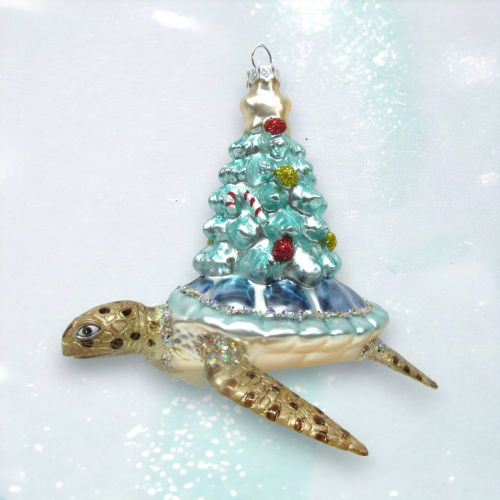 Shimmer Blue Shell Turtle Orn