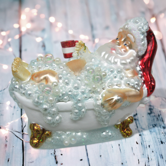 Santa in Bathtub Orn