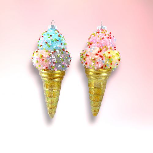 2 Asst Triple Scoop Cone Orn