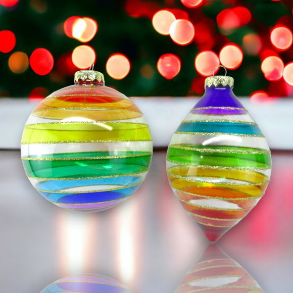 2 Asst Rainbow Glass Orn - IN STOCK