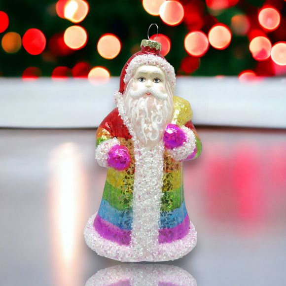 Rainbow Santa Orn - IN STOCK