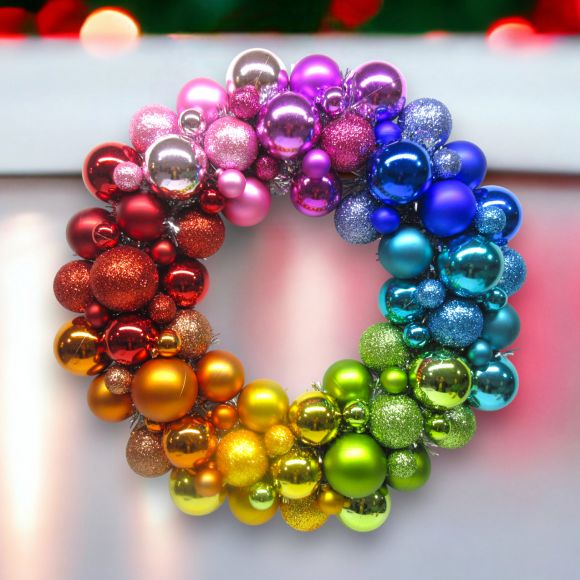 18in Rainbow Ball Wreath - LIMITED IN STOCK