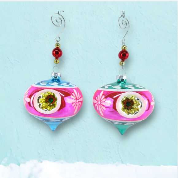 2 Asst Pink Vintage Orn - IN STOCK
