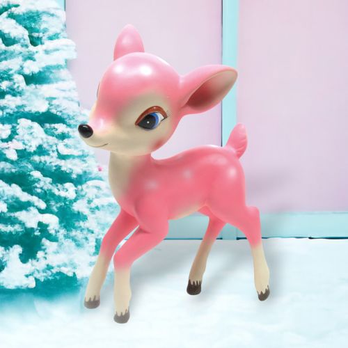 12in Pink Retro Standing Deer -LIMITED IN STOCK