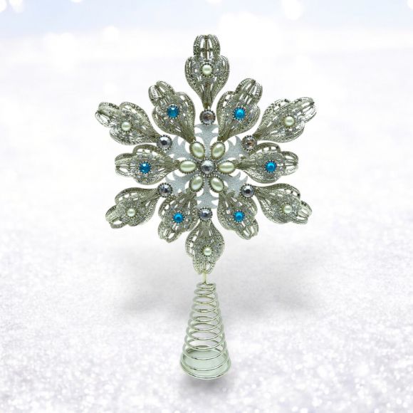12in Jeweled Snowflake Tree Topper Min/4