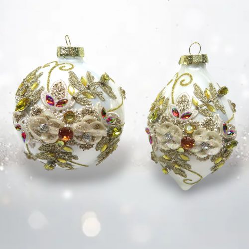 2 Asst White / Gold Flower Orn Min/12 - NEW 2025 TARIFF DELAYED
