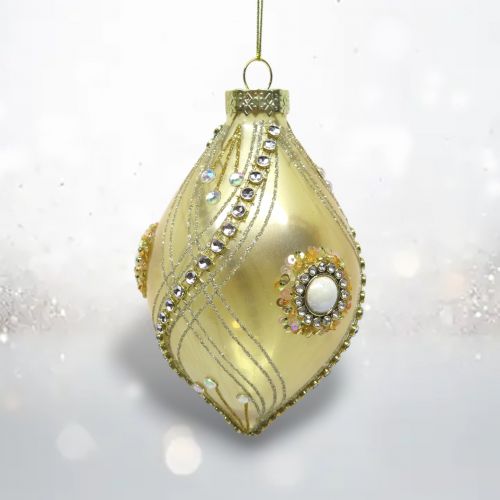Gold w/Jewels Teardrop Orn Min/6 - NEW 2025 TARIFF DELAYED