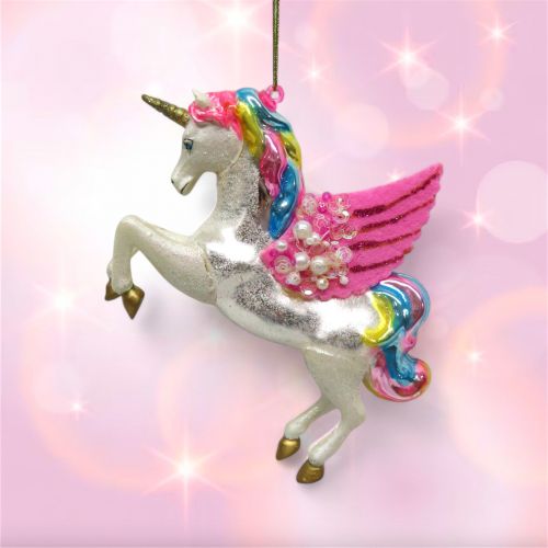 Rainbow Unicorn w/Pink Wings Orn Min/6 - NEW - DUE AUG 2025
