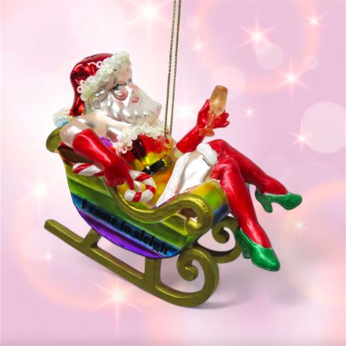 Santa w/Heels in Sleigh Orn Min/6 - NEW - DUE AUG 2025