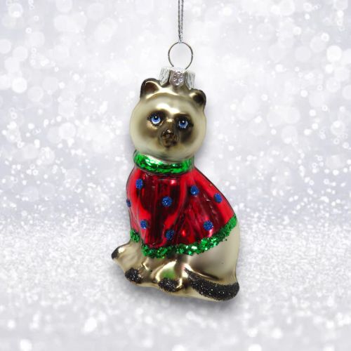 Siamese Cat w/Sweater Orn Min/6