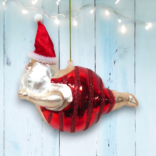 Plum Santa Swimmer Orn Min/6