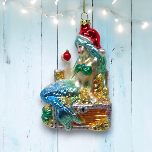 Blue Mermaid w/Treasure Orn Min/6