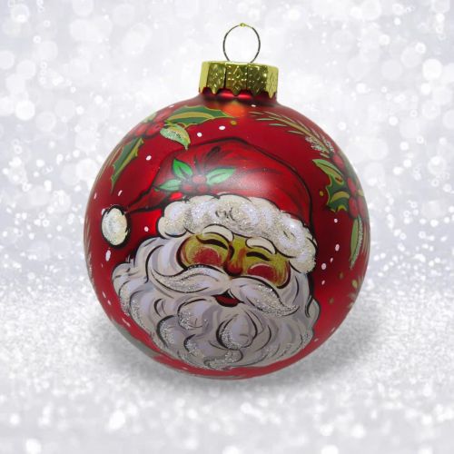 Painted Santa Face Orn Min/6