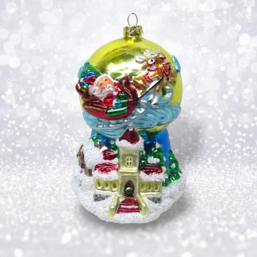 Santa Sleigh Globe Orn Min/6