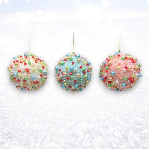 3 Asst Candy Sprinkle Ball Orn Min/12