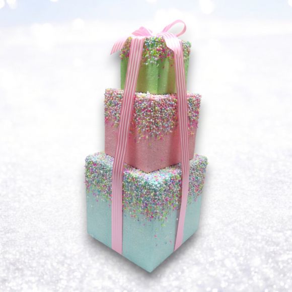 16in Pastel Presents Stacked w/Bow Min/2