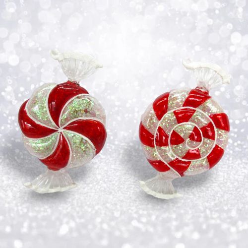 2 Asst Peppermint Candy Orn