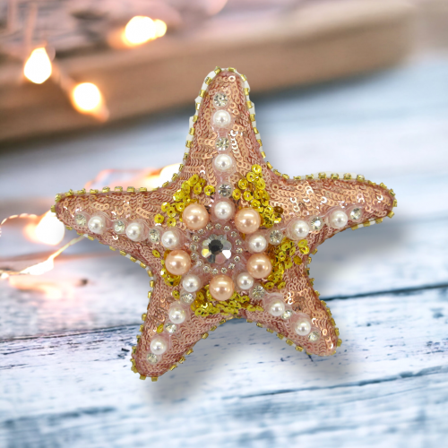 Fabric Beaded Seastar Orn
