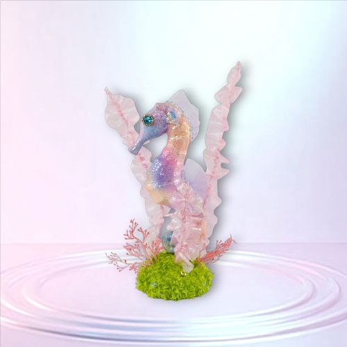 16.5in Pink Seahorse on Moss Base - NEW 2026