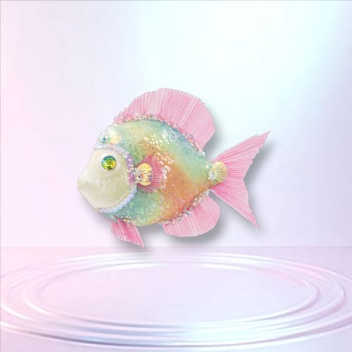 7in Pink Rainbow Fish Orn - NEW 2026