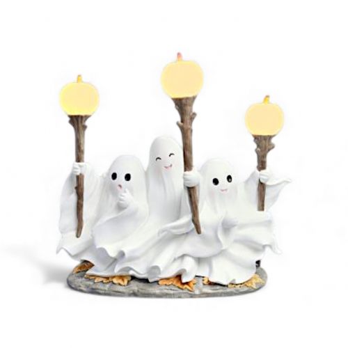 17in Ghost Trio w/LED Pumpkin Lamps Min/1