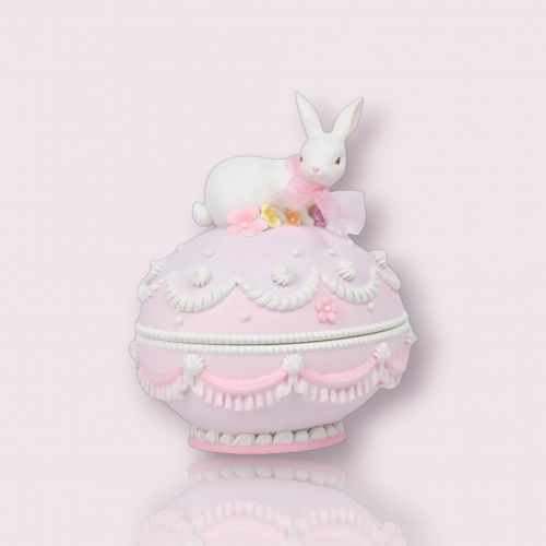 7.5in Bunny On Pink Egg Box - NEW 2026