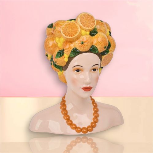 11.5in Lady w/Oranges Head Vase - NEW Spring 2026