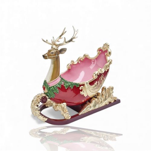 25in Holly Jolly Deer Sleigh Min/1