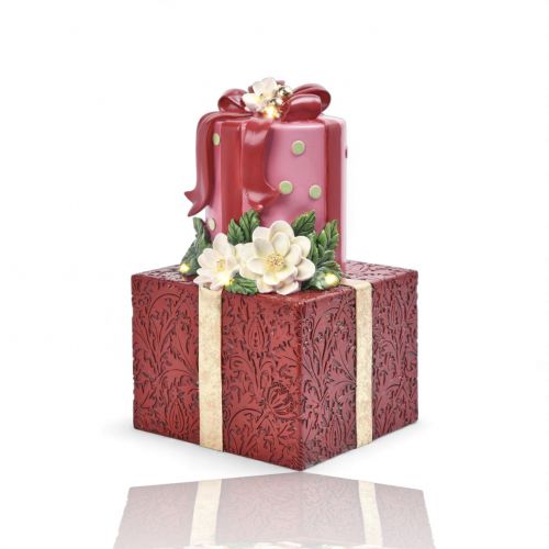 10in Stacked Red Presents w/LED Min/1