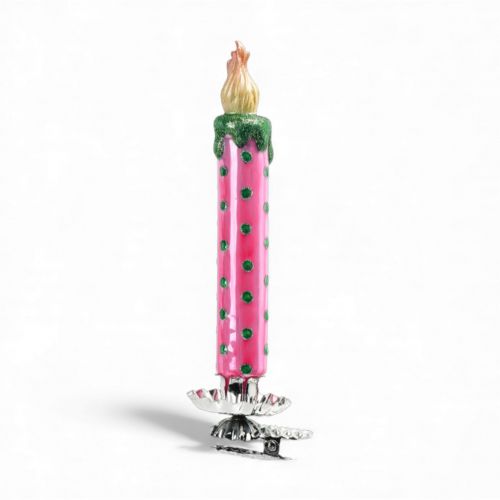 7in Pink Candlestick Clip Orn Min/12