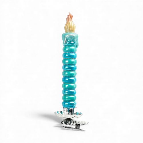 7in Teal Candlestick Clip Orn Min/12
