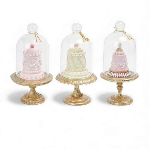 3 Asst Patisserie Cakes in Glass Cloche Min/3