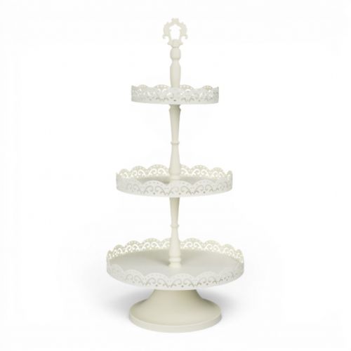 25in White 3 Tier Metal Tray Min/2