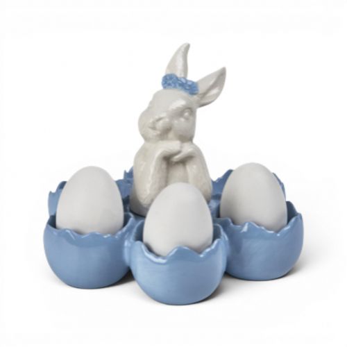 6in Blue Egg Tray w/Bunny Min/4
