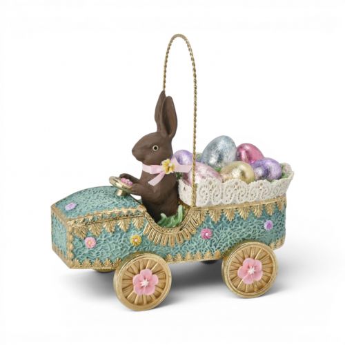 9in Choc Bunny in Car w/Eggs Min/2