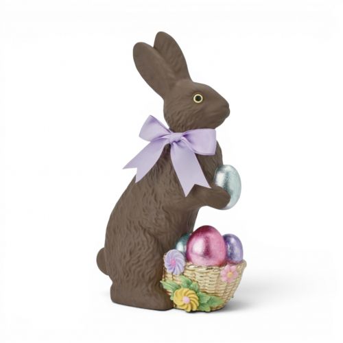11in Choc Bunny w/Prpl Bow Standing Min/2
