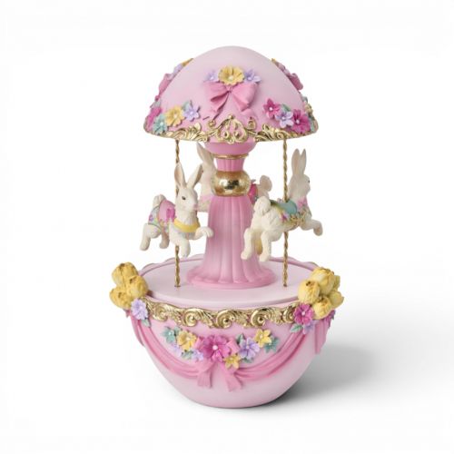 9.5in Pink Bunny Egg Carousel Min/1