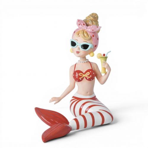 13in Mermaid Lady w/Striped Tail Min/2