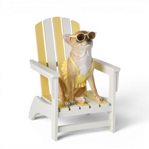 12in Set/2 Yellow Beach Chair w/Dog Min/2