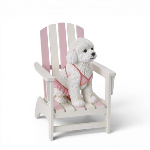 12in Set/2 Pink Beach Chair w/Dog Min/2