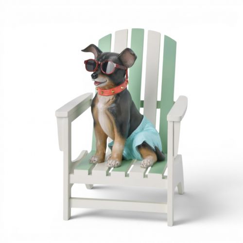 12in Set/2 Green Beach Chair w/Dog Min/2