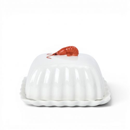 6in Shrimp Butter Dish w/Lid Min/4